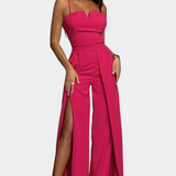 Prescillia Mono con Tirantes de Espagueti y Pierna con Abertura