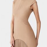 Karen Vestido Mini con Cuello Alto y Detalle Plisado