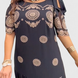 Cathy Vestido de Verano Elegante de Malla con Diseño Hueco y Corte Fluido