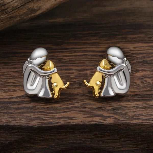 Pendientes Abrazo en Dos Tonos, Plata y Oro