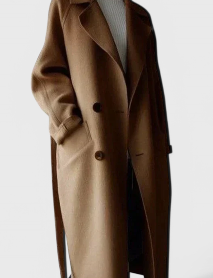 Clara™  | Abrigo Largo de Mezcla de Lana