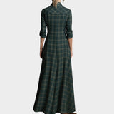 Calipso™ | Vestido largo camisero de cuadros verdes