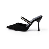 Sandalias de tacón alto con punta afilada adornadas con strass