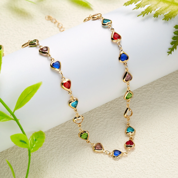 Collar de Corazones en Cristal Multicolor