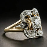 Anillo Vintage Dorado con Zirconia