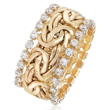 Anillo Vintage Dorado Trenzado con Zircón
