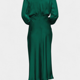 Cecila Vestido Maxi con Cuello Alto y Detalle Floral