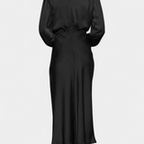 Cecila Vestido Maxi con Cuello Alto y Detalle Floral