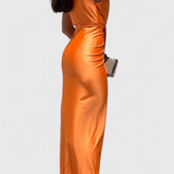 Lakisha Vestido Midi Fruncido con Escote Profundo