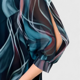 Almira Vestido de Gasa con Estampado Ocean Whirl y Corte Fluido