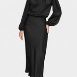 Cecila Vestido Maxi con Cuello Alto y Detalle Floral