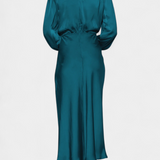 Cecila Vestido Maxi con Cuello Alto y Detalle Floral