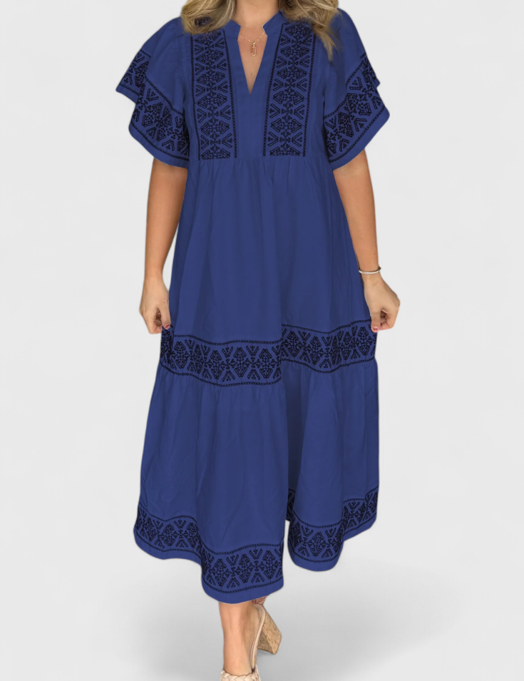 Allona Vestido Maxi Boho con Escote en V y Corte Relajado