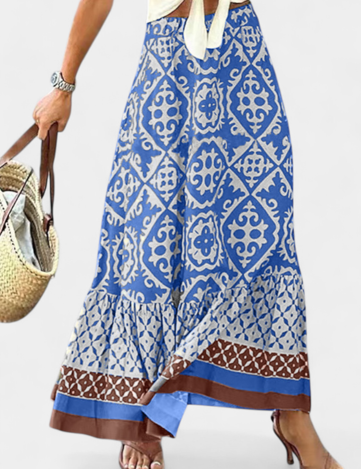 Ethel Falda Maxi Estampada con Volante