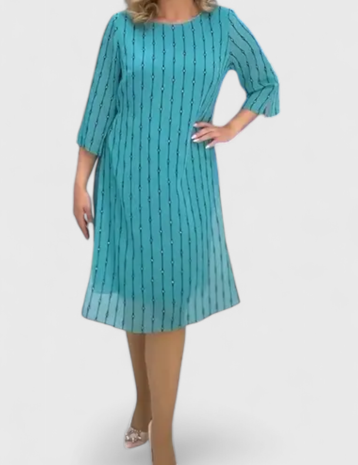 Polly Vestido Elegante de Gasa con Corte Clásico y Caída Fluida