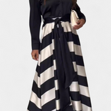 Nessia Vestido Camisero Largo a Rayas con Cinturón