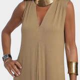 Felisa Vestido Maxi Sin Mangas en Color Liso y Silueta Elegante