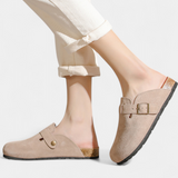 Aubree Zuecos Unisex de Gamuza con Hebilla Ajustable