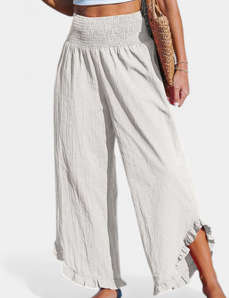 Justina Pantalón Palazzo con Volantes y Talle Alto