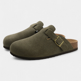 Aubree Zuecos Unisex de Gamuza con Hebilla Ajustable