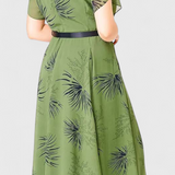Lupita Vestido Midi de Chiffon Verde con Corte en A
