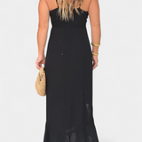 Kailani Vestido Maxi con Volantes y Nudo Frontal