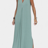 Felisa Vestido Maxi Sin Mangas en Color Liso y Silueta Elegante