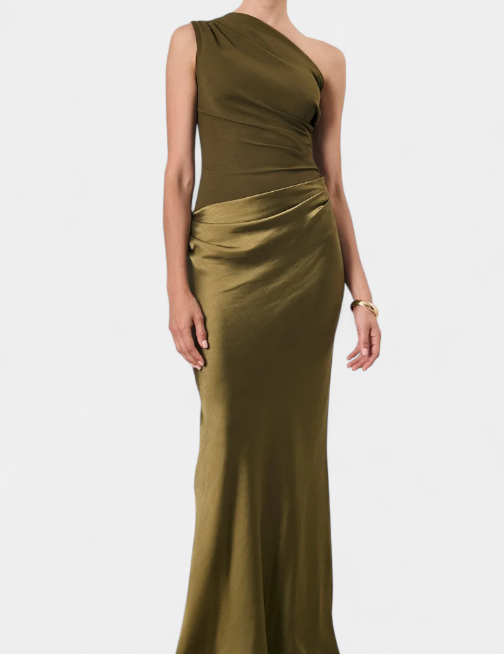 Ottavia Vestido Largo de Fiesta Plisado con Escote de Un Solo Hombro