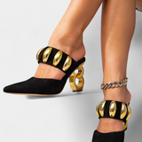 Irene Sandalias de Tacón Afilado con Detalles Metálicos