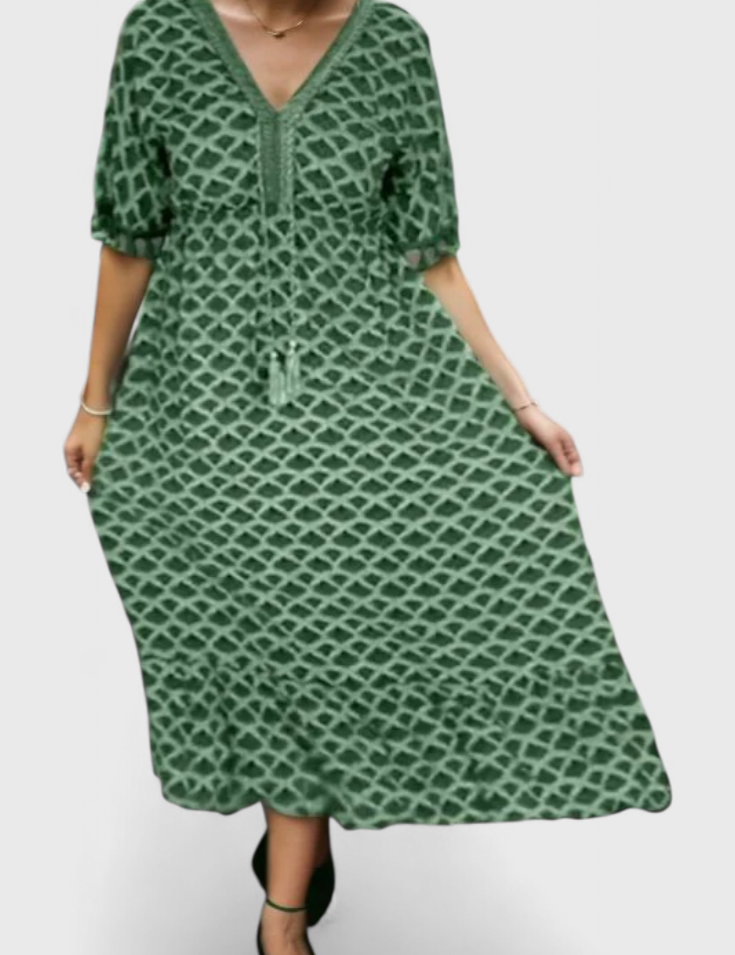 Kirra Vestido Boho Chic con Estampado Geométrico