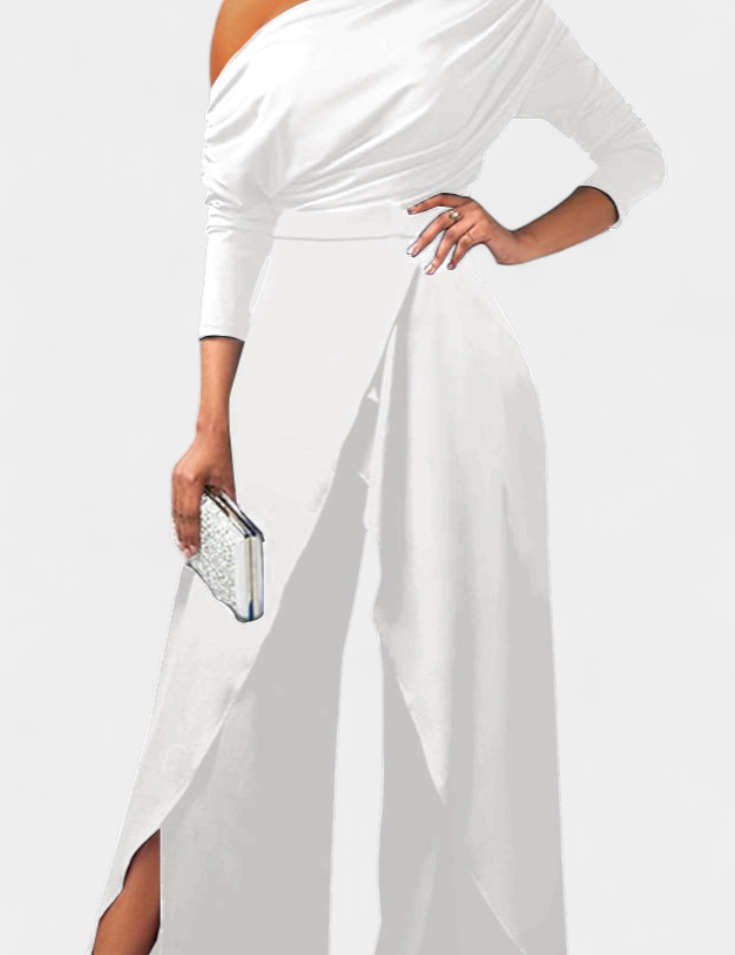 Brina Mono Largo Tie Dye con Hombros Descubiertos y Pierna Ancha con Abertura