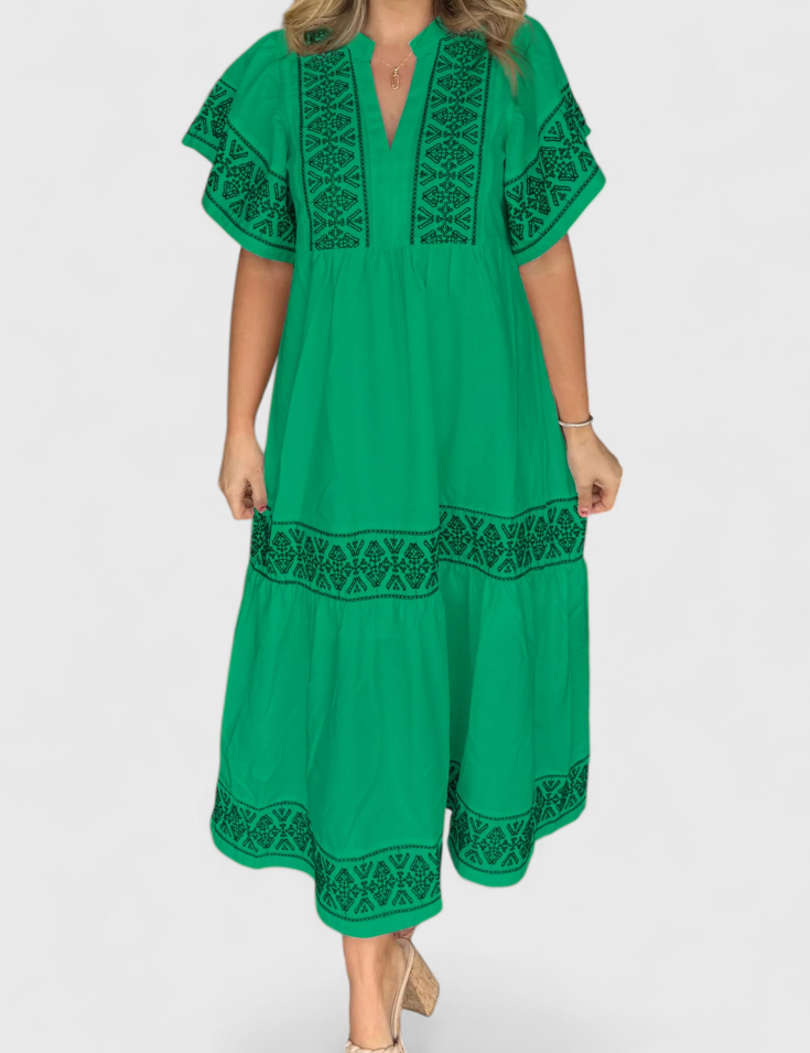 Allona Vestido Maxi Boho con Escote en V y Corte Relajado
