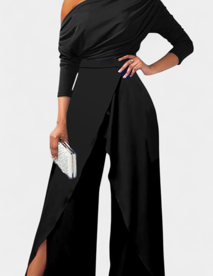 Brina Mono Largo Tie Dye con Hombros Descubiertos y Pierna Ancha con Abertura