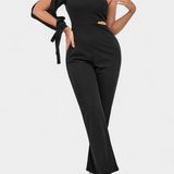 Sahar Mono Asimétrico con Cut-Out y Manga Larga Anudada