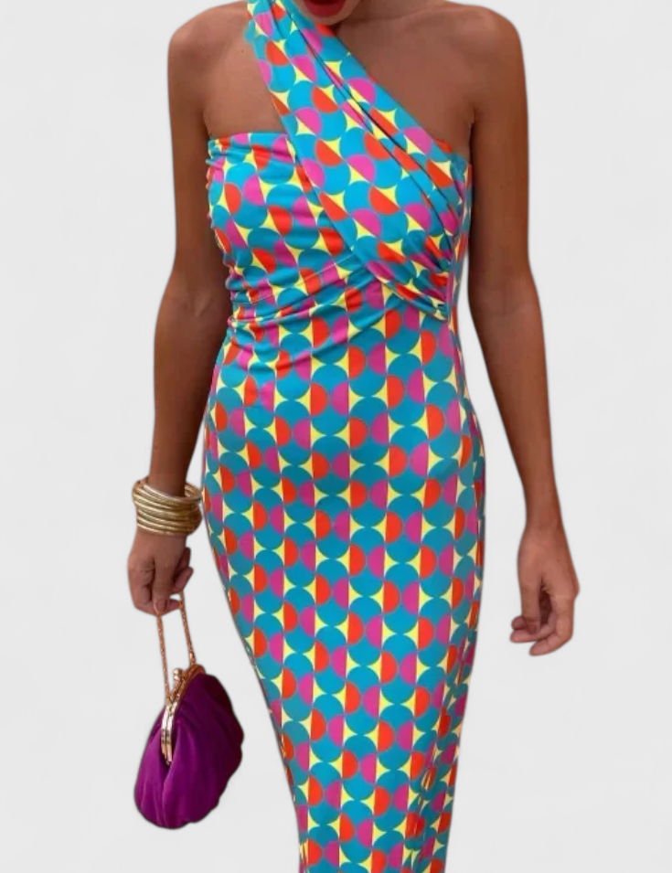 Julissa Vestido Maxi de Noche con Hombros Inclinados