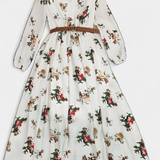 Amanda Vestido Maxi Floral con Cuello en V y Mangas Largas