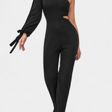 Sahar Mono Asimétrico con Cut-Out y Manga Larga Anudada