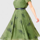 Lupita Vestido Midi de Chiffon Verde con Corte en A