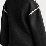 Pauline | Abrigo de Corte Suelto con Bufanda de Flecos Incorporada