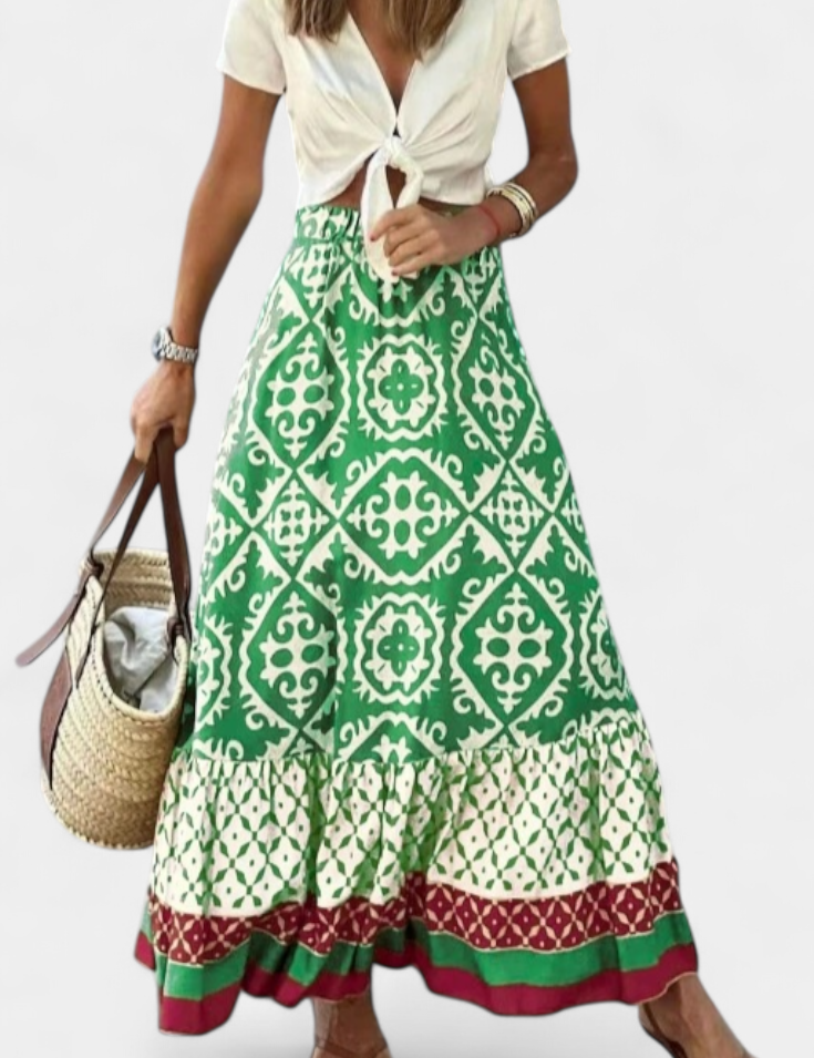 Ethel Falda Maxi Estampada con Volante