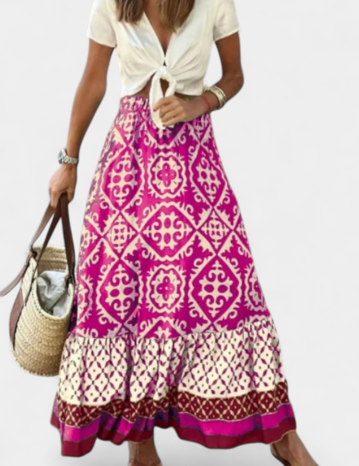 Ethel Falda Maxi Estampada con Volante