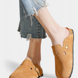 Aubree Zuecos Unisex de Gamuza con Hebilla Ajustable