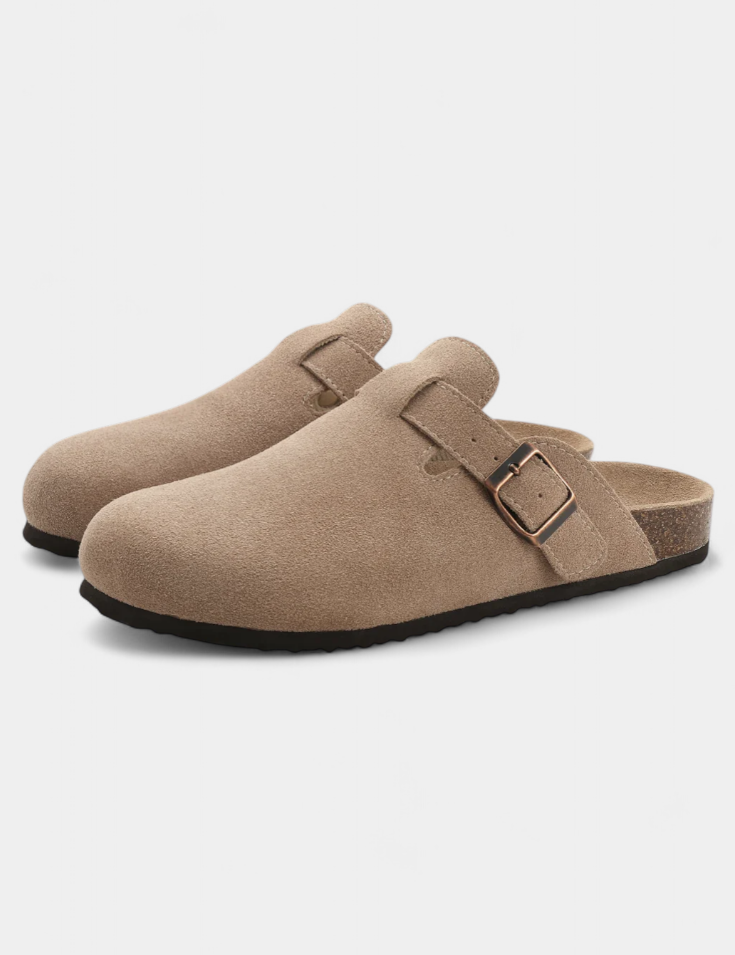 Aubree Zuecos Unisex de Gamuza con Hebilla Ajustable