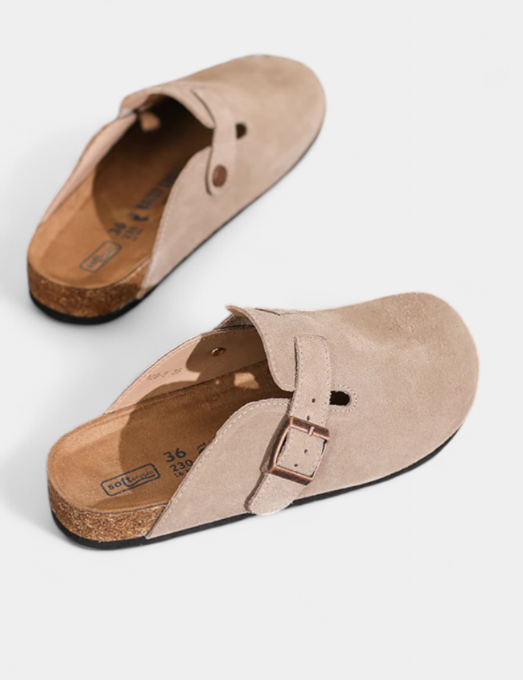 Aubree Zuecos Unisex de Gamuza con Hebilla Ajustable