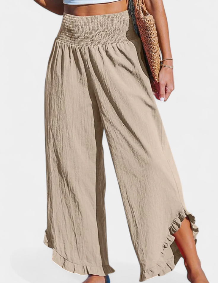 Justina Pantalón Palazzo con Volantes y Talle Alto