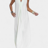 Felisa Vestido Maxi Sin Mangas en Color Liso y Silueta Elegante