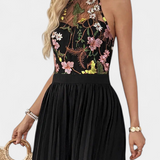 Maruja Mono Palazzo con Bordado Floral y Encaje Transparente