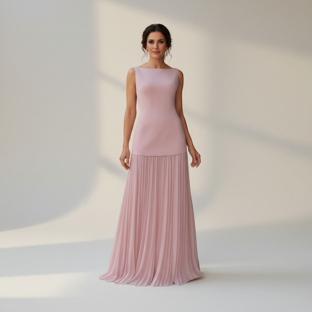 Claudia - Vestido largo sin mangas con pliegues