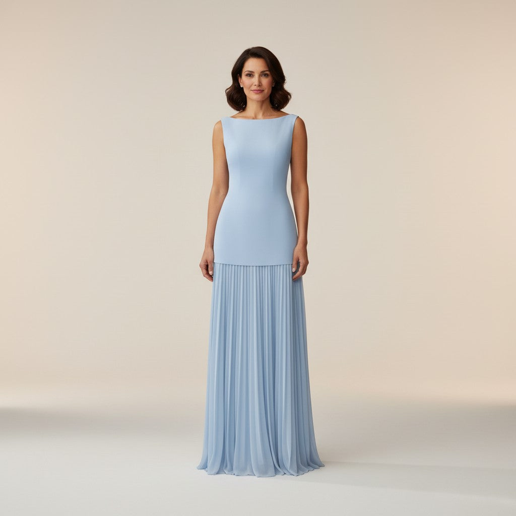 Claudia - Vestido largo sin mangas con pliegues